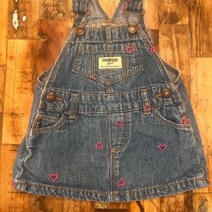 OshKosh B'gosh Blue Skirtl Overalls with Pink Hearts